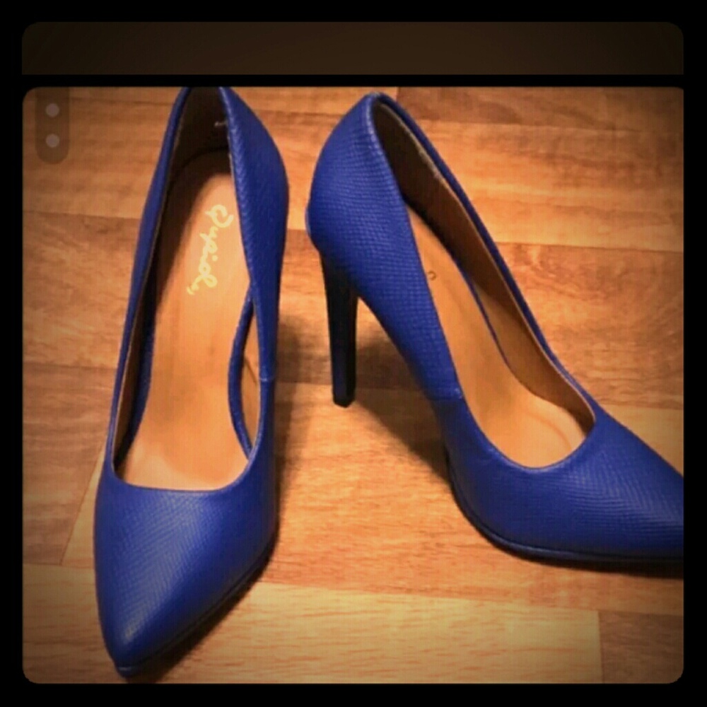 Qupid cobalt stiletto heels